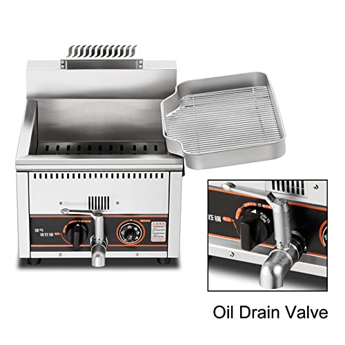 Generic Professionelle Gas-Aufsatz-Fritteuse, kommerzielle Edelstahl-Fritteuse mit Korb & Ölablassventil für Pommes-Restaurants Supermärkte – Bild 5