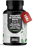 Detox Foie 5-en-1 – 150 Capsules – Chardon-Marie, Artichaut, Pissenlit, Desmodium, Choline – Vegan – Fabriqué en Allemagne