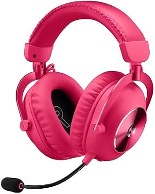 Logitech G PRO X 2 LIGHTSPEED Auriculares gaming inalámbricos, mic. brazo desmont., transductores grafeno 50 mm, DTS:X 2.0-7.1 Surround, Bluetooth/USB/3.5 mm Aux, PC, PS5, PS4, Nintendo Switch-Magenta
