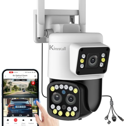 Kinnkall 4MP WiFi PTZ Outdoor Security Camera with 6X Zoom