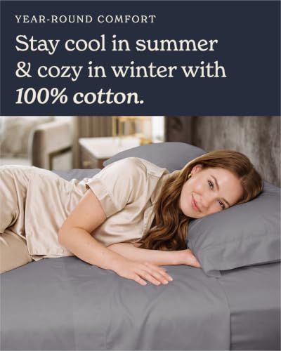 Image of Beckham Hotel Collection King Pillow Cases Set of 2, Cool Touch Sateen Pillowcases, 500TC Cotton, Silky Smooth & Soft, Open End, Dark Gray