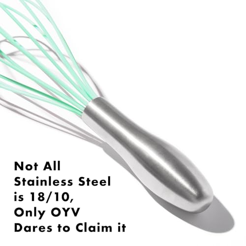 Image of OYV 10-Inch Teal Silicone Whisk, Heat Resistant 480F Kitchen Whisk with Stainless Steel Ergonomic Handle, Non-Scratch for Nonstick Cookware, Dishwasher Safe, Perfect for Blending, Cooking & Beating