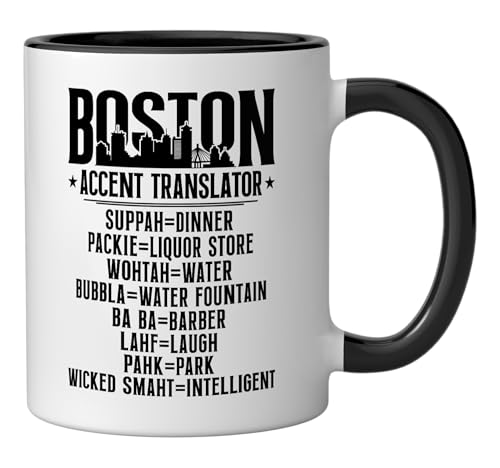 Taza de cerámica Boston Accent Translator 11 oz negra/blanca miniatura 2