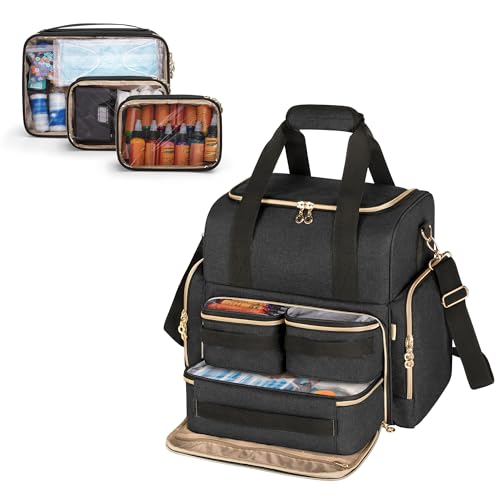 LUXJA Large Tattoo Travel Case with 3 Pouches Black