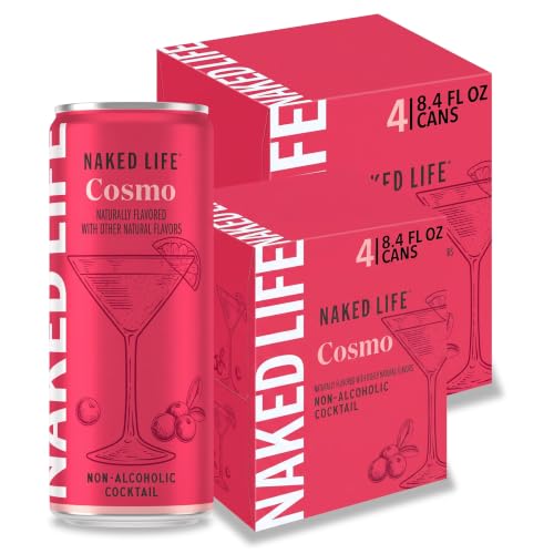 Naked Life Non-Alcoholic Drinks, Cosmo, Zero Sugar, Low Calorie, Alcohol-Free Cocktails 8 pack, 8.4 fl oz cans
