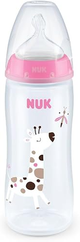 NUK First Choice+ Temperature Control Giraffe Teat Bottle for 6-18 Month Baby, 300 ml Capacity