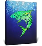 CoTa Global Shark Light Up LED Wall Art - Fun Changing Color LED Light Up Picture Art for Bedroom, Modern Wall Hang Living Room Art, House Decor Art Design, Shark Wall Art Nightlight - 16x12 Inches