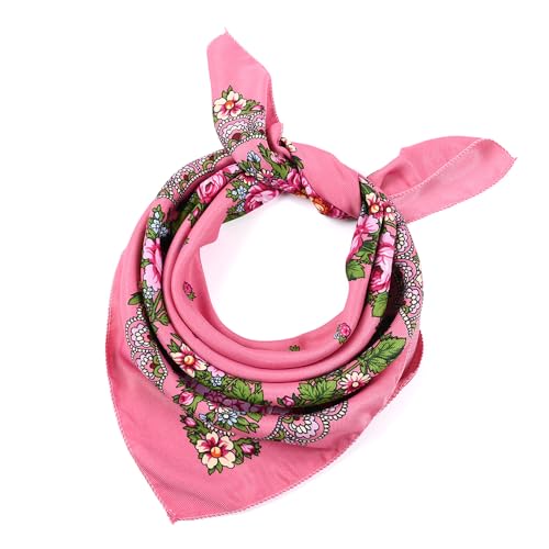 OLEETS Spring And Autumn Bohemian Style Flowers Head Scarf Shawl,70x70cm Russian And Ukrainian Style Square Shawls Scarves4