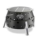 Petromax Atago Black Edition – 4-in-1 Mobiler Grill, Feuerschale, Ofen & Herd | In 2 Sek. einsatzbereit | Inkl. emailliertem Gussgrillrost | Klappbar & Ultramobil | Mattschwarz