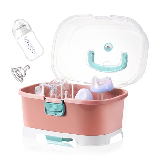 Image of Baby Bottle Holder, Portable Large Capacity Toddler Bottles Storage Box with Lid Cover Anti-Dust Protection and Cutlery Storage Baby Bottle Drying Rack for Baby at Home Kitchen Travel Outdoors(2#)