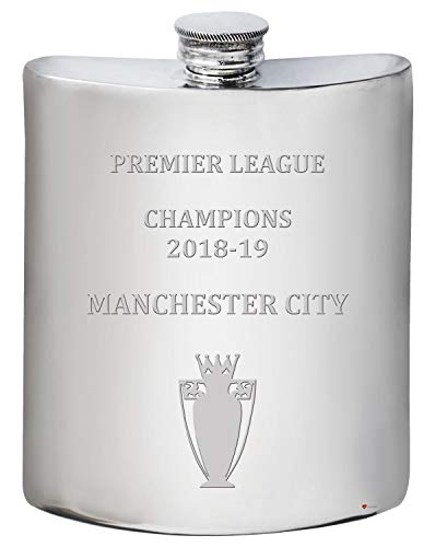 I LUV LTD 6oz Pewter Hip Flask for Man City 2018-19 Premiership Champions
