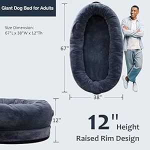 Human Dog Bed, 67"x38"x12" Human Dog Bed for Adult, Orthopedic Dog Bed Soft Cozy Flufy Human Sized Dog Bed for Large Dog Napping, with Removable Cover, Machine Washable Human Dog Bed 67x38x12 Human Dog Bed for Adult Orthopedic Dog Bed Soft Cozy Flufy Human Sized Dog Bed for Large Dog Napping with Removable Cover Machine Washable