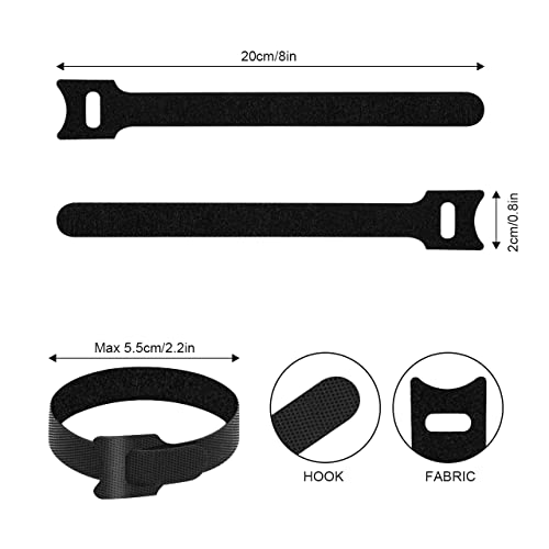 100 Pcs Reusable Cable Ties With Hook And Loop, Multi-Purpose Adjustable 8 Inch Cable Management Wire Straps For Home, Office And Data Centers Organizer By Qingler #TOP4