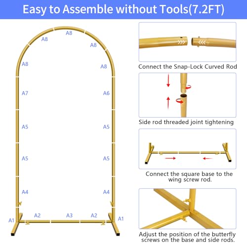HEMMOTOP 7.2FT Metal Arch Backdrop Stand, Wedding Arch Backdrop for Wedding Ceremony, Birthday Party, Baby Shower, Graduation Outdoor Indoor Decoration by HEMMOTOP - Image 4