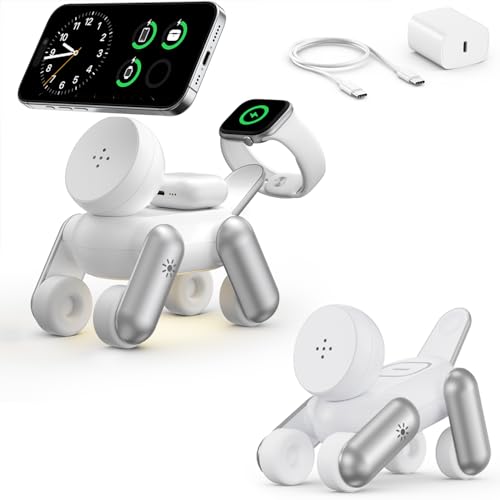 �u���{�b�g���^�vBolvunes ���C�����X�[�d�� 3in1 Magsafe �[�d�� �u���^�[�d �}���[�d 15W/10W/7.5W �[�d�X�^���h �A�b�v���E�H�b�`�[�d�� Robot Dog �ő�15W�����[�d iPhone/Watch/AirPods�ɑ�