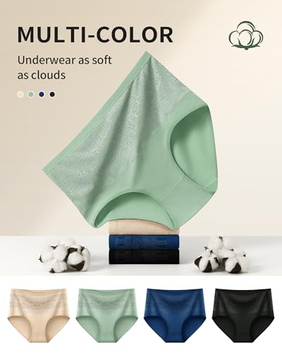 Cotton Underwear for Women High Waisted Stretch Briefs Ladies Full Coverage Postpartum Panties 4 Pack Multicolor L - image 6