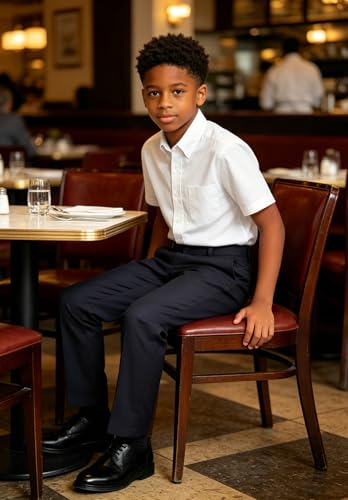 Image of DHTS Boys Dress Pants (Size 2-20 Years) Slim Fit Uniform Pants for Toddler & Teens