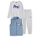 PUMA Kids 3-Piece Vest Set – Full Zip Vest, Long Sleeve Tee & Jogger (Blue, 5)