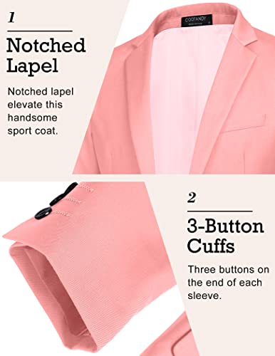 Image of COOFANDY Pink Blazers Men Casual Light Sport Jacket Slim Fit Wedding Blazer (Pink XS)
