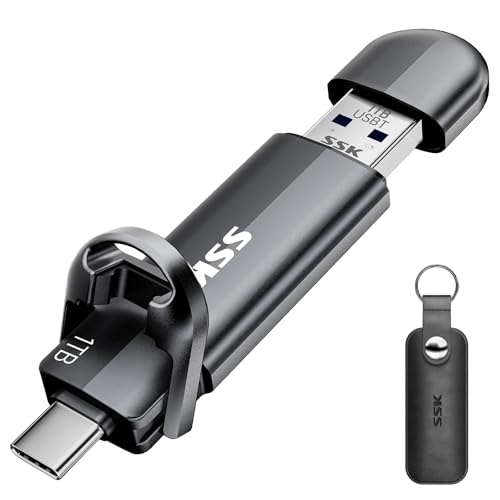Image of SSK USB C Drive 1tb,Dual Flash Drive Speed up tp 550MB /s 2-in-1 Memory Stick Type C+USB A 3.2 Gen2 Portable External Solid State SSD Thumb Drive for iPhone 15 /16 /PS4 /Android Phone /Tablet /Windows /Mac