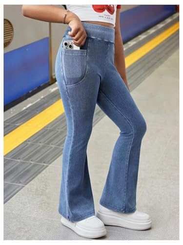 Floerns Girl's High Waisted Flare Leg Jeans Stretchy Denim Pants with Pocket2