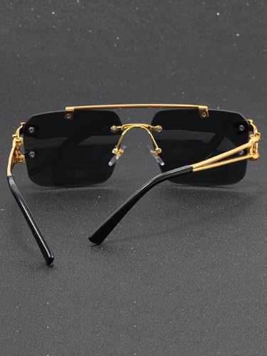 Image of 100-Pack Gold Zinc Alloy Rimless Double Bridge Sunglasses 7 Colors Wholesale Bulk UV400