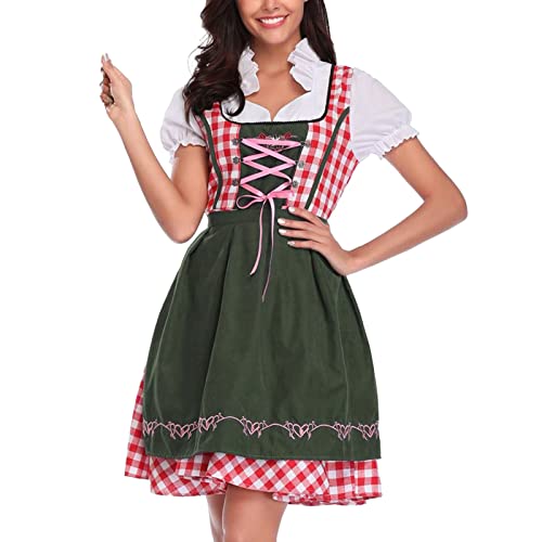 Vestido de tirolesa para mujer y mujer, disfraz de 3 piezas, 1 vestido, 1 delantal, 1 cinta de seda, Oktoberfest, Fat People, tradicional, estilo folk, vestido de cerveza, festival, fiesta, vestido de