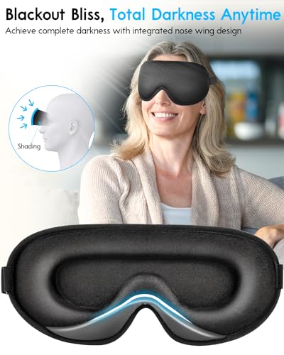 Arboleaf Sleep Mask, Sleep Eye Mask, Comfort Sleeping Mask, Adjustable Fit Sleep Masks for Women, Contoured for Zero Pressure, Sleep Eye Mask for Deep Sleep, Travel Bliss, and Serene Naps