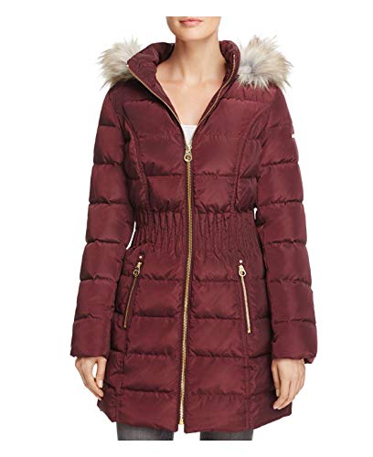 LAUNDRY BY SHELLI SEGAL Windbreaker Faux Fur Trim Cinched Waist Puffer Coat,Port Royal, XL