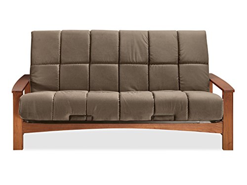 Sofas 2 Go Vancouver Vintage Oak Futon Frame W/ 8" Pannel Quilted Pocketed Coil Innerspring Futon Futon Frame with Mattress One Size Ash