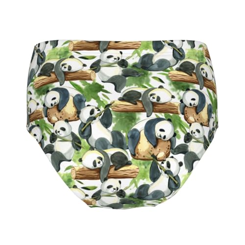 Watercolor Panda And Leaves Girls' Underwear Soft Cotton Little Girls Panties Comfort Briefs2