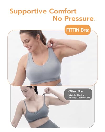 Can I Wear a Sports Bra for Swimming? 5 FITTIN Supportive Sports Bra for Large-Bust: 12-Hour Zero-Pressure Comfort - Forget to Take It Off - Full Coverage Racerback Seamless Sport Bras for Workout for C-DDD Cup Plus Size Women