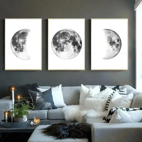 Décoration de salon poétique avec l'affiche de lune sur toile coton mat