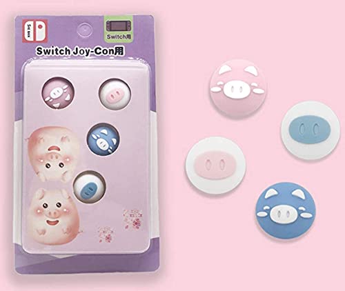 4Pcs Thumb Grip Caps, Joystick Cap Compatible with Nintendo Switch & Lite, Cute Pig Soft Silicone Cover for Joy-Con Controller Switch and Switch Lite Cover Analog Thumb Stick Grips