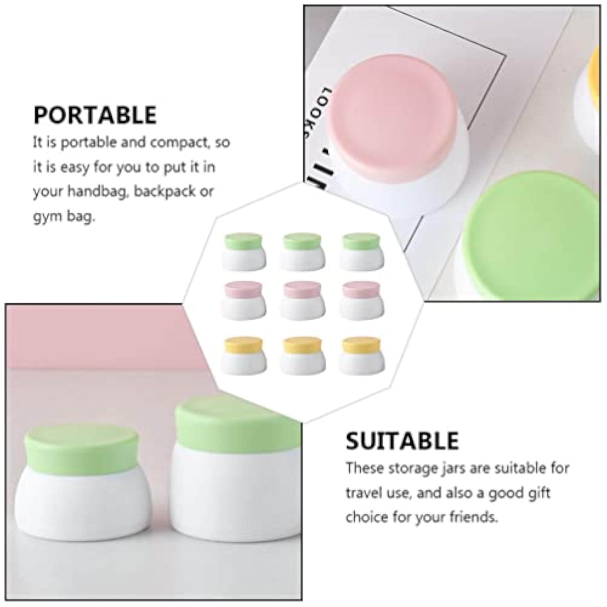 Travel Empty Cream Box Set: 9Pcs Dual Layer Cream Cases