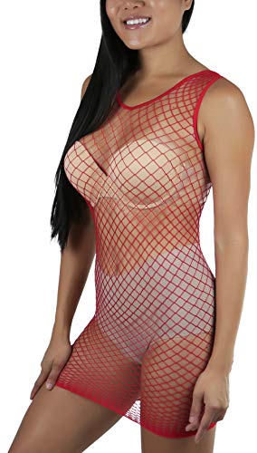 Image of ToBeInStyle Women's Stretch See Through Fishnet Novelty Mini Rave Party Dress