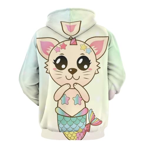 Sweatshirt à capuche chat sirène unisexe pull décontracté - 3