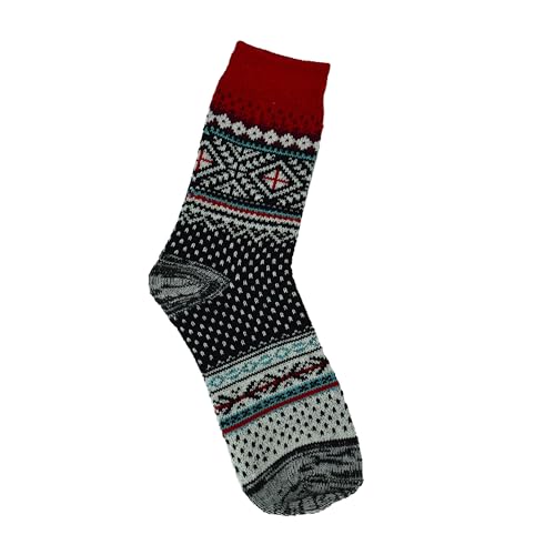 Image of 5 Pairs Vintage Winter Women Socks Warm Thick Knitted Soft Wool Socks Christmas Gifts Cozy Crew Socks