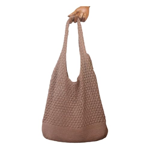 Boho Chic Crochet Shoulder Bag for Women Summer Beach Tote Openwork Purse Breathable Knit Bag Fit Vacation