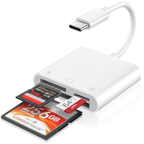 USB C SD Card Reader for iPhone 17/16/15/iPad/Mac, 3 in 1 USBC Memory Card Reader with Compact Flash/CF/SD/TF Card, Digital Camera Adapter iPhone SD Card Reader Compatible with MacBook Pro/Air