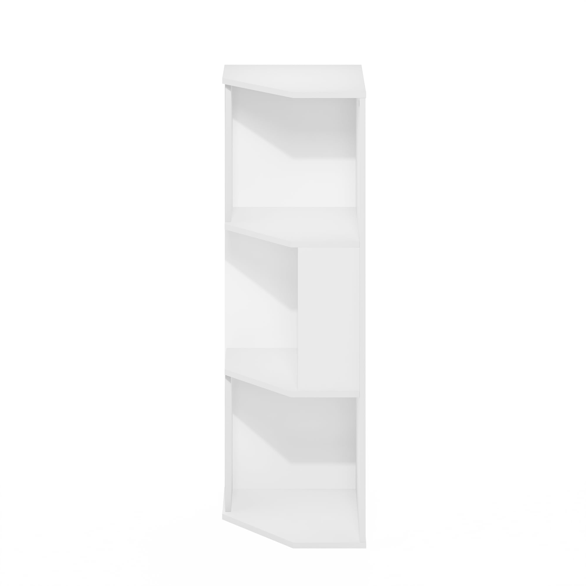 Furinno ECON Mensola Angolare, Libreria Angolare A 3 Ripiani, Scaffale Portaoggetti, Scaffale Espositivo, Libreria, Per Organizzazione E Contenimento In Soggiorno, Ufficio Domestico, Bianco
