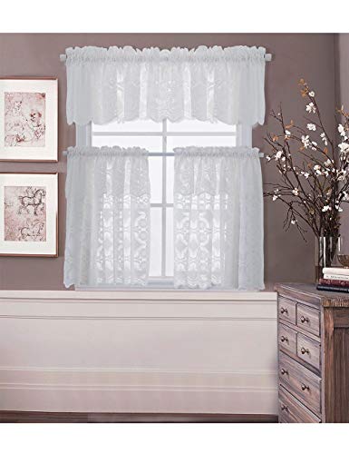 Molaxhome Lace Curtains 29 X 36 Inch, 2 Pack White Kitchen Tiers Sheer Rod Pocket Voile For Small Bathroom Window Treatment (29 X 36 Inch, White) #TOP1