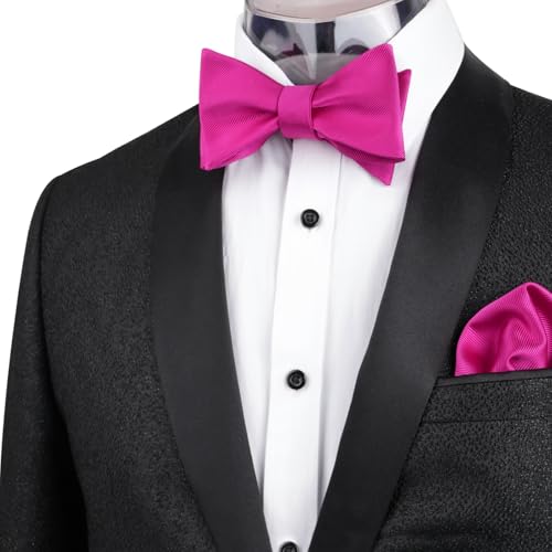 Image of Alizeal Mens 2pcs Solid Self-tied Bow Tie Set | Alizeal Mens 2pcs Self-tied Solid /Animal Bow Tie and Pocket Square Set Perfect for Wedding Business Formal Events