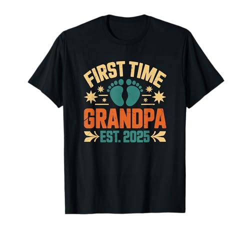 Abuelo Primera Vez Nuevo Abuelo Retro Est 2025 Camiseta