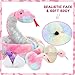 MorisMos Giant Snake Stuffed Animal Mommy with Babies, Realistic Stuffed Snakes Plush Toy, Long Boa Constrictor for Kids, Girls, Boys, Halloween, Pink, 120in