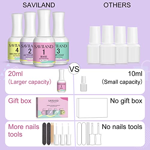 SAVILAND Zestaw płynu do lakierowania paznokci: 11 szt. Ultimate Nail Dip System Essentials Liquid Duża pojemność Base Activator Top Coat Saver Dip Powder