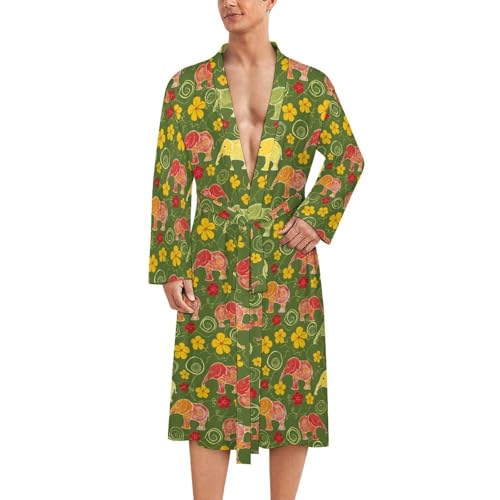Elephants Cute Funny Men's Robe Soft Lightweight Bathrobe Long-sleeve Spa Robes