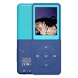 Bluetooth Mp3 Player, Classic Portable HiFi Music Player with Bluetooth,Video Play,FM Radio,Recording,E-Book,Alarm Clock,Mp3 Play up to 50 Hours with SD Card Slot Blue 64GB