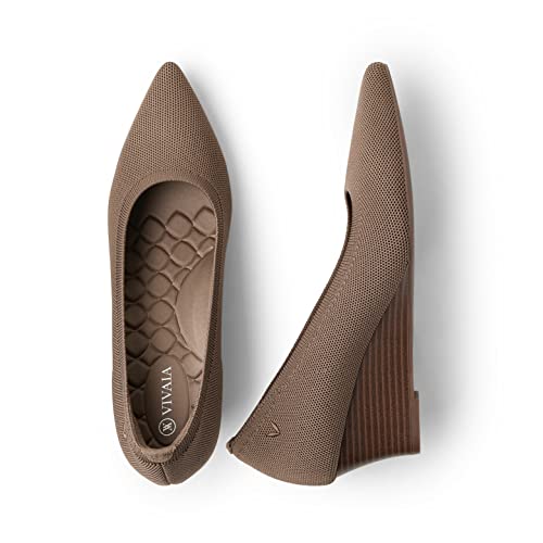 VIVAIA Aria Wedge 2.0 Women's Pointed Toe Wedge Pumps Shoes Comfortable Wedge Heels for Women Pumps with Arch Support Espresso