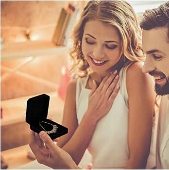 2Pcs Necklace Gift Box, 7*8*3.5cm Velvet Pendant Necklace Box for Jewelry Elegant Jewellery Gift Box Necklace Display Boxes Case Organizer for Anniversaries, Weddings or Birthdays(Black)